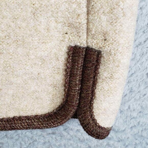 LL Bean Cardigan Coatigan Boiled Heavy Wool Metal Buttons Beige Women’s Medium ? - Picture 5 of 9